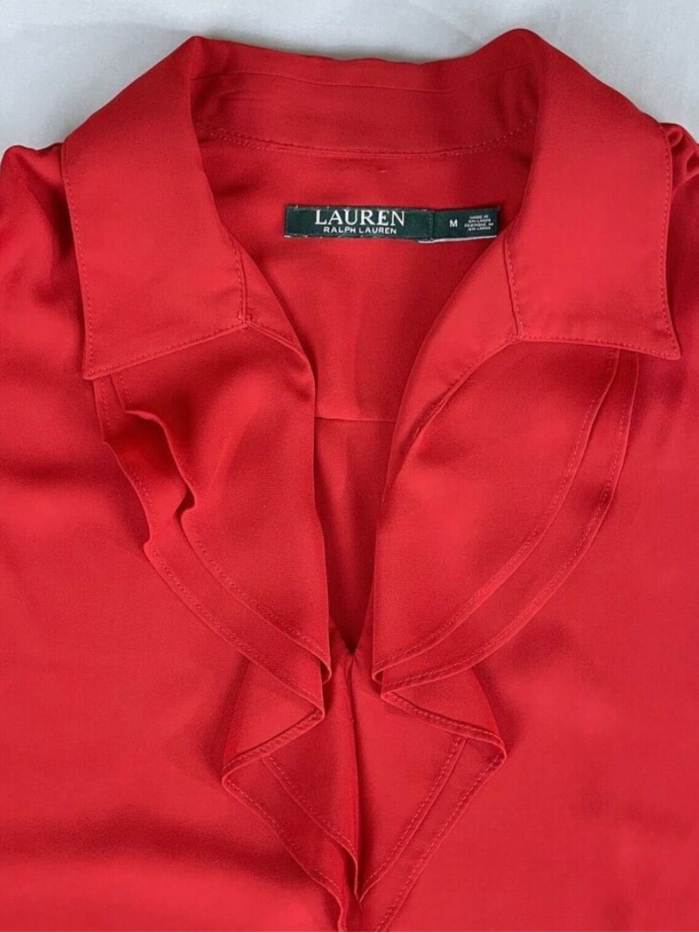 Ralph Lauren Classic Red Ruffle Blouse — Women